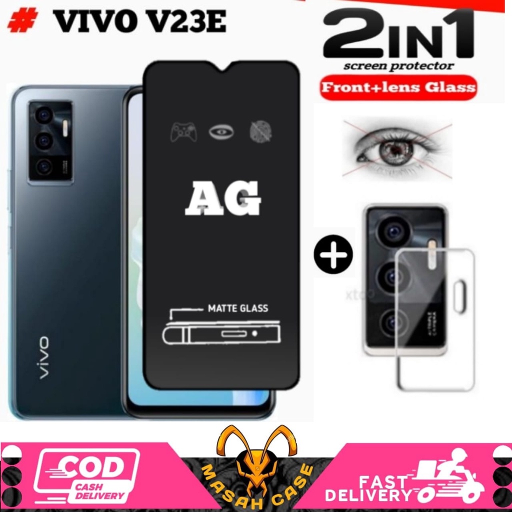 TEMPERED GLASS AG MATTE 2IN1 VIVO 23E V21(4G) V21(5G) V20 20SE V21SE BONUS เลนส์กล้อง