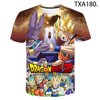 เสื้อยืดแขนสั้น พิมพ์ลายการ์ตูน Dragon Ball 3 มิติ แฟชั่นสําหรับเด็กผู้ชาย และเด็กผู้หญิง