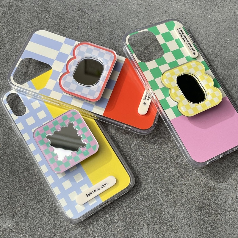 WGG CRAFT STUDIO | PINK-GREEN PHONE CASE เคสลายตาราง 💚 (มีให้กดป้ายติดเคสราคา 10฿)