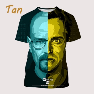 ใหม่ เสื้อยืดแขนสั้นลําลอง คอกลม พิมพ์ลาย TV Series Breaking Bad 3D แฟชั่นฤดูร้อน