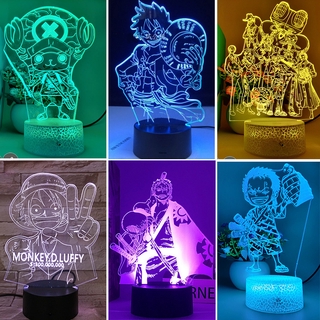 Cod โคมไฟตั้งโต๊ะ LED อะคริลิค รูปการ์ตูนอนิเมะ วันพีช 3D รีโมตคอนโทรล Monkey D Luffy Roronoa Zoro Nami Chopper