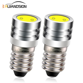 Ruiandsion ไฟฉาย E10 COB LED 3V 6V 12V ฐานสกรู สีขาว สีเหลือง สีวอร์มไวท์ สําหรับเดินป่า ตั้งแคมป์ 2 ชิ้น