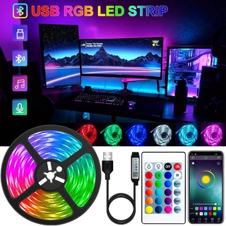 พร้อมส่ง สายไฟ LED บลูทูธ 5050 DC5V RGB TikTok หลากสีสัน สําหรับตกแต่งบ้าน ห้องครัว ห้องนั่งเล่น ห้องนอน