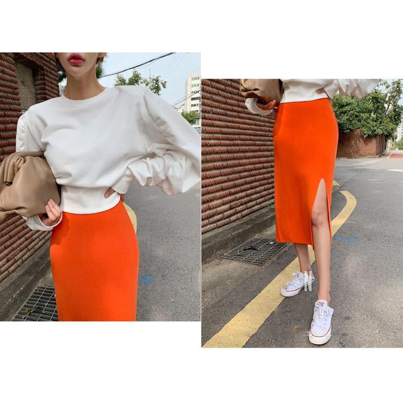 Cicishop (พร้อมส่ง)กระโปรงไหมพรม แหวกข้าง ผ้านิ่มยืดได้(3215) ราคา ถูกที่สุด ดีลบีเคเค แกลเลอรีภาพที่ 5