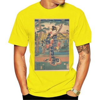 ฮิปฮอปแขนสั้นใหม่ เสื้อยืดลําลอง แขนสั้น พิมพ์ลายกราฟิก Ukiyo-E Woodblock Art Hiroshige Tokyo Geisha Geiko Maiko Japan K