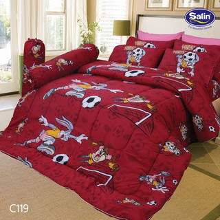 Satin Junior ผ้าปูที่นอน 5 ฟุต  5 ชิ้น (ไม่รวมผ้านวม) No.C119 Looney tunes