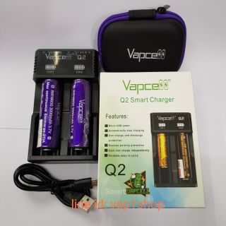 ชุดเครื่องชาร์จของแท้ Vapcell INR18650 3000mAh(Purple) 2 ก้อน+เครื่องชาร์จ Vapcell Q2