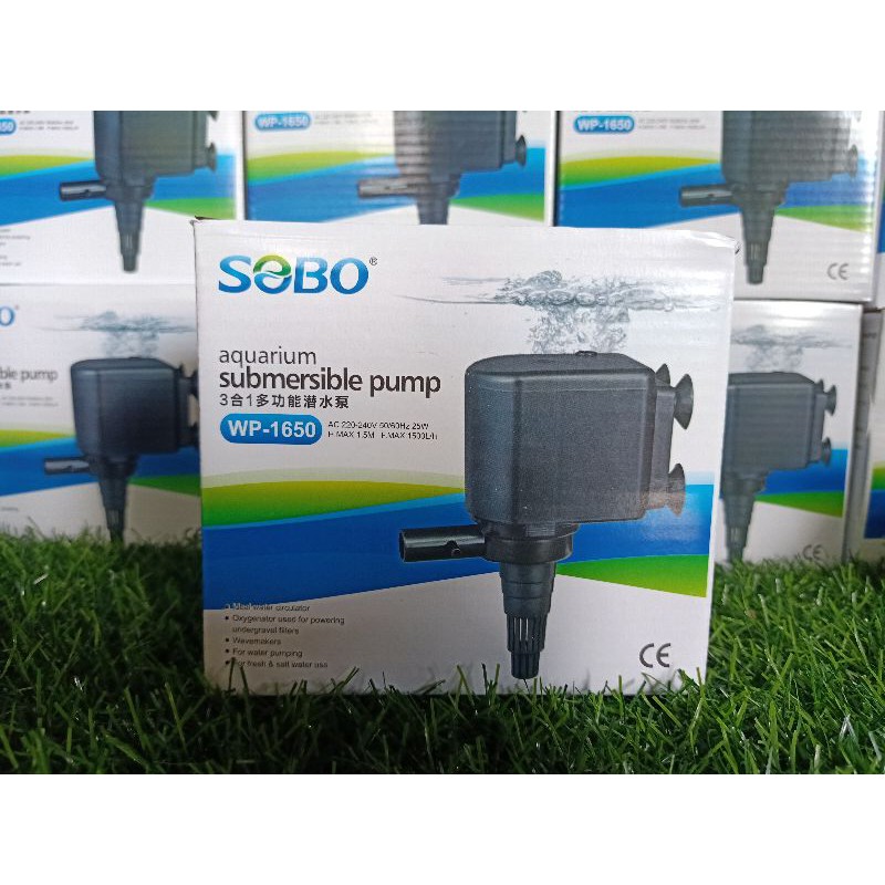 SOBO WP-1650. แรงดันน้ำ1500L/H.ปั๊มสำหรับทำระบบกรองตู้ปลา,บ่อปลา , ทำน้ำพุ