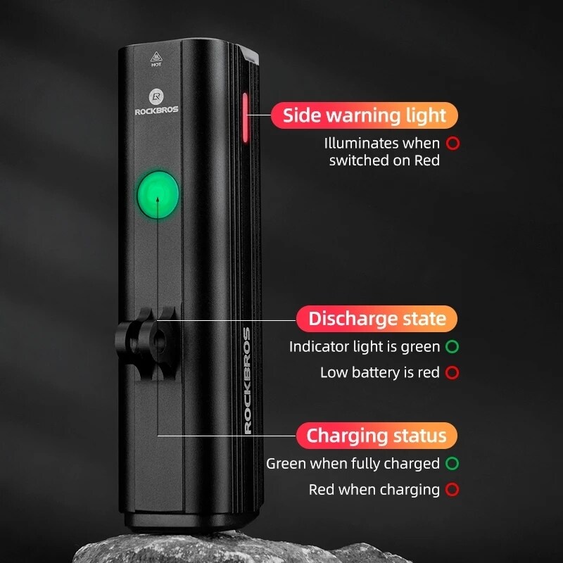 ROCKBROS ไฟหน้าจักรยาน กันน้ํา 1000 ลูเมน ชาร์จ USB ไฟฉาย LED พร้อมตัวยึด อเนกประสงค์ - รูปที่ 3