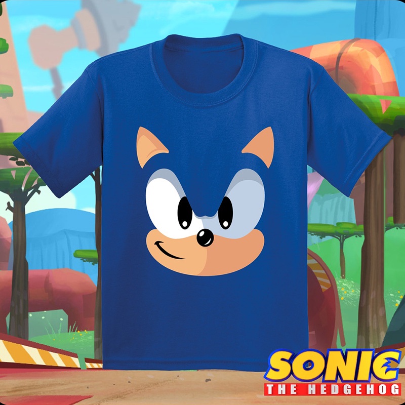 เสื้อยืดคอกลม แขนสั้น ลายการ์ตูน SONIC สีพื้น สําหรับเด็กผู้ชาย และเด็กผู้หญิง
