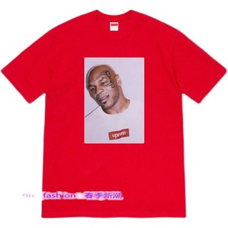 เสื้อยืดผ้าฝ้ายพิมพ์ลาย✐﹊Supreme 07ss Mike Tyson Tee Tyson character photo เสื้อยืดแขนสั้นผู้หญิงผ้าฝ้ายแท้ S-4XL