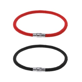 Chu สร้อยข้อมือแม่เหล็กถัก สีแดง สีดํา