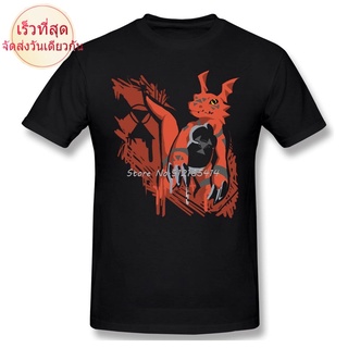 Tee เสื้อทหาร ▪✳เสื้อยืด ผ้าฝ้ายแท้ พิมพ์ลาย Digimon Guilmon สีดํา สไตล์ฮาราจูกุ สตรีท สําหรับผู้ชาย