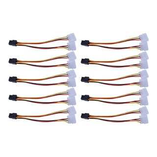 R* สายไฟการ์ดวิดีโอ 6Pin เป็น Dual 4Pin รูปตัว Y 6Pin เป็น Dual 4 Pin Molex 18 ซม.