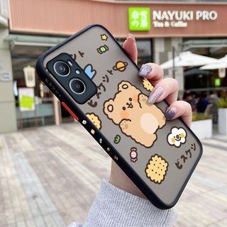 Oppo A96 เคส บาง ฝ้า โปร่งใส แข็ง น้ํา หมี ด้านข้าง เคสแบบเต็ม กันกระแทก เคสป้องกัน