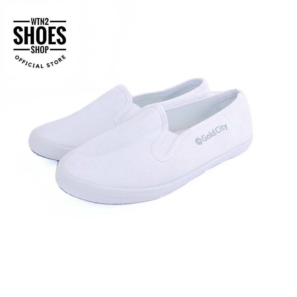 รองเท้าผ้าใบแบบสวม Goldcity CS002 สีขาว รองเท้า Slip On ผู้หญิง สลิปออน