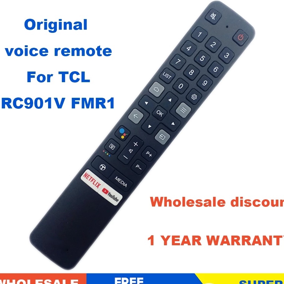 ใหม่ Original RC901V FMR1 สําหรับ TCL เสียง LCD LED TV รีโมทคอนโทรล Netflix Youtube 32A323, 32A325, 