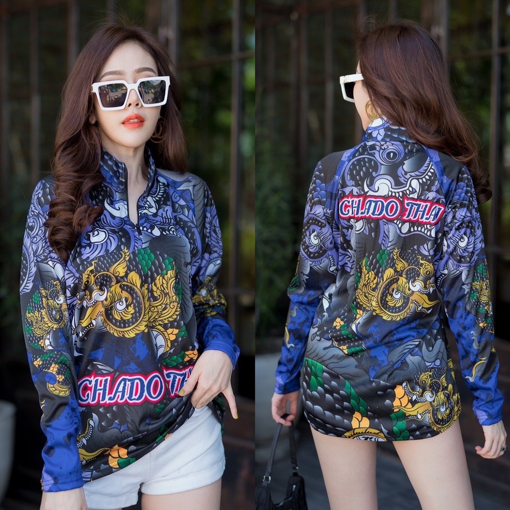เสื้อตกปลา แขนยาว JK Thailand กันยูวี ลาย CHADO THAI ป้องกันรังสี UV 80% แห้งเร็ว