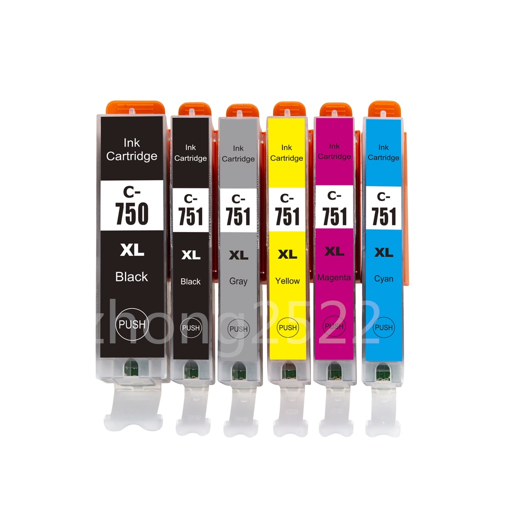 6 pack 750XL 751XL for Canon Print Ink CartridgeInkjet for PIXMA iP7270 iP8770 iX6870 MX927 Printer