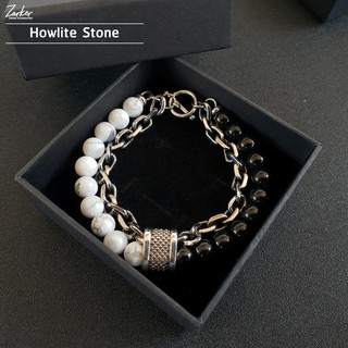 กำไลหินมงคล ส่งฟรี Double Bracelet : Howlite Stone