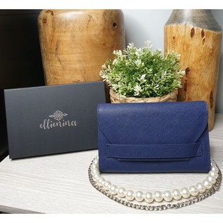 กระเป๋าคลัทช์ ellienina brand กระเป๋าออกงาน wallet on chain หนังแท้