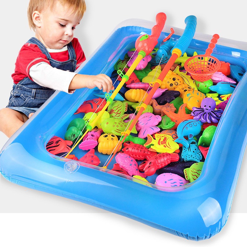 ของเล่นตกปลา ตกปลาของเล่น อุปกรณ์ครบชุด20ชิ้น พร้อมแถมที่สูบลม และบ่อน้ำ