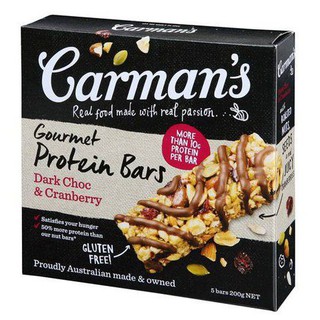 Carmans Dark Choc Cranberry Protein Bar 200g  คาร์แมนดาร์กช็อกแครนเบอร์รี่โปรตีนบาร์ 200 กรัม