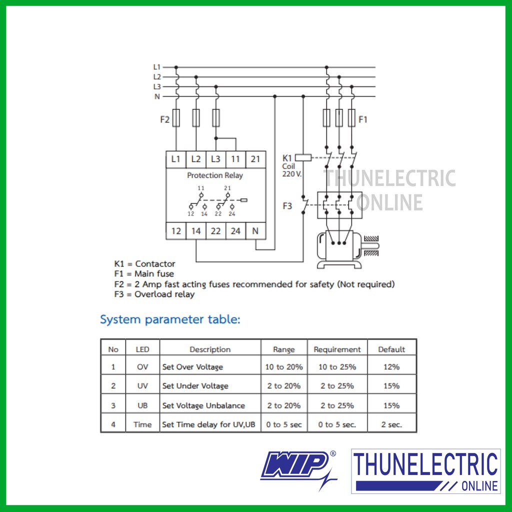 Wip เฟสโปรเทคช น ร เลย W Op4 380v 3p4w อ ปกรณ ป องก นไฟตก ไฟเก น Phase Protector ธ นไฟฟ า Thunelectric ราคาท ด ท ส ด