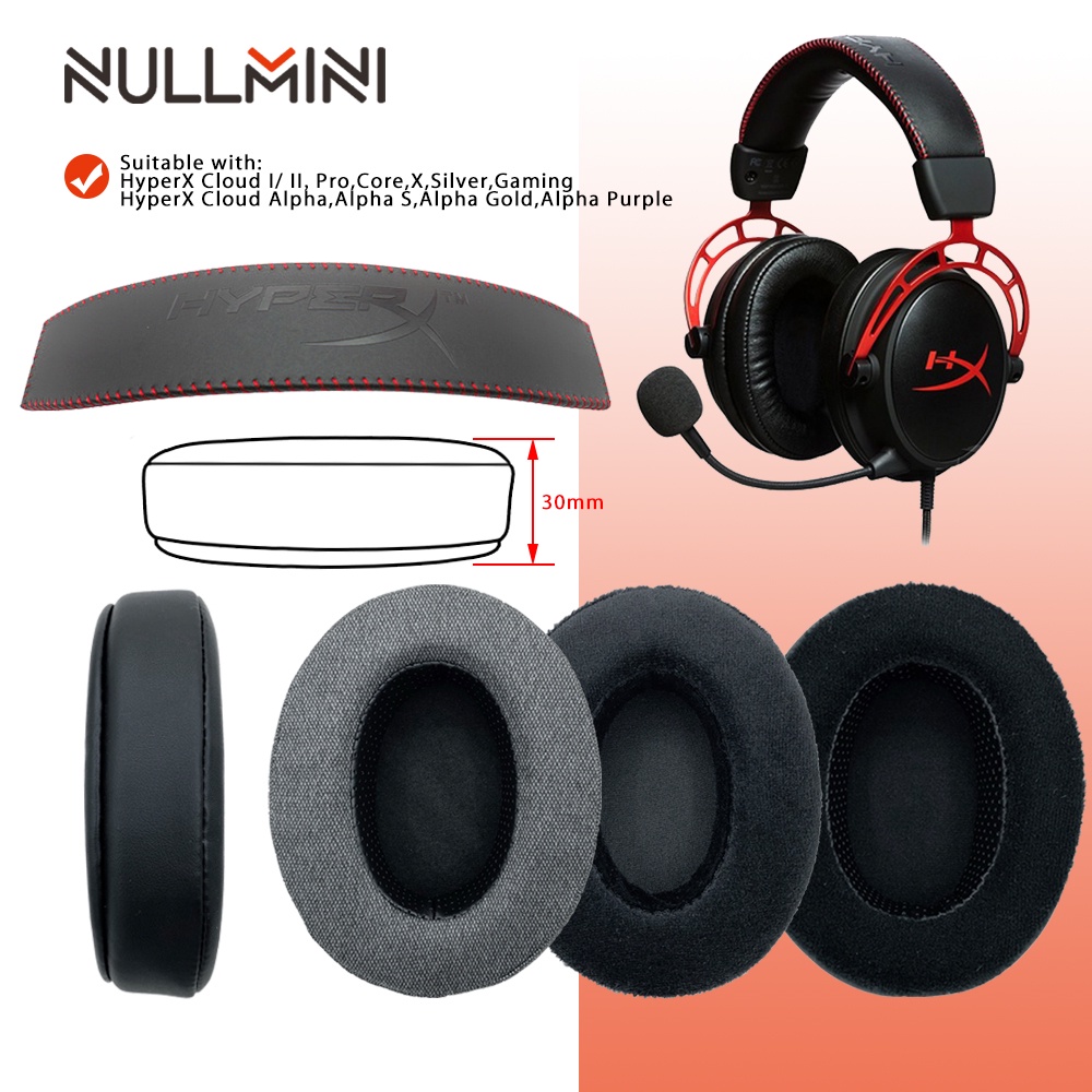 Nullmini ฟองน้ําหูฟัง แบบเปลี่ยน สําหรับ HyperX Cloud I II Cloud Core Cloud Silver Cloud Alpha Cloud