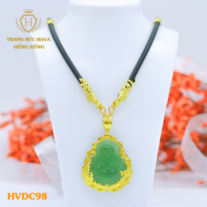 สร้อยคอและสร้อยคอยางหน้าพระสีเขียวคุณภาพสูงสําหรับผู้ชาย - เครื่องประดับ Hava Hong Kong - HVDC98