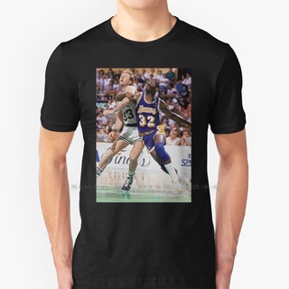 เสื้อยืดผ้าฝ้ายพิมพ์ลายขายดี เสื้อยืด ผ้าฝ้ายแท้ 100% พิมพ์ลาย Larry Bird Vs Magic Johnson