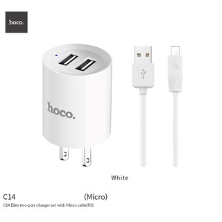 HOCO รุ่น C14 2.4A ชุดชาร์จ Micro 2USB OUTPUT