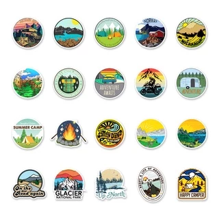 พร้อมส่ง!Camping outdoor travel การตั้งแคมป์ adventure สติกเกอร์ ตกปลา สเก็ตบอร์ด 50 ชิ้น sticker