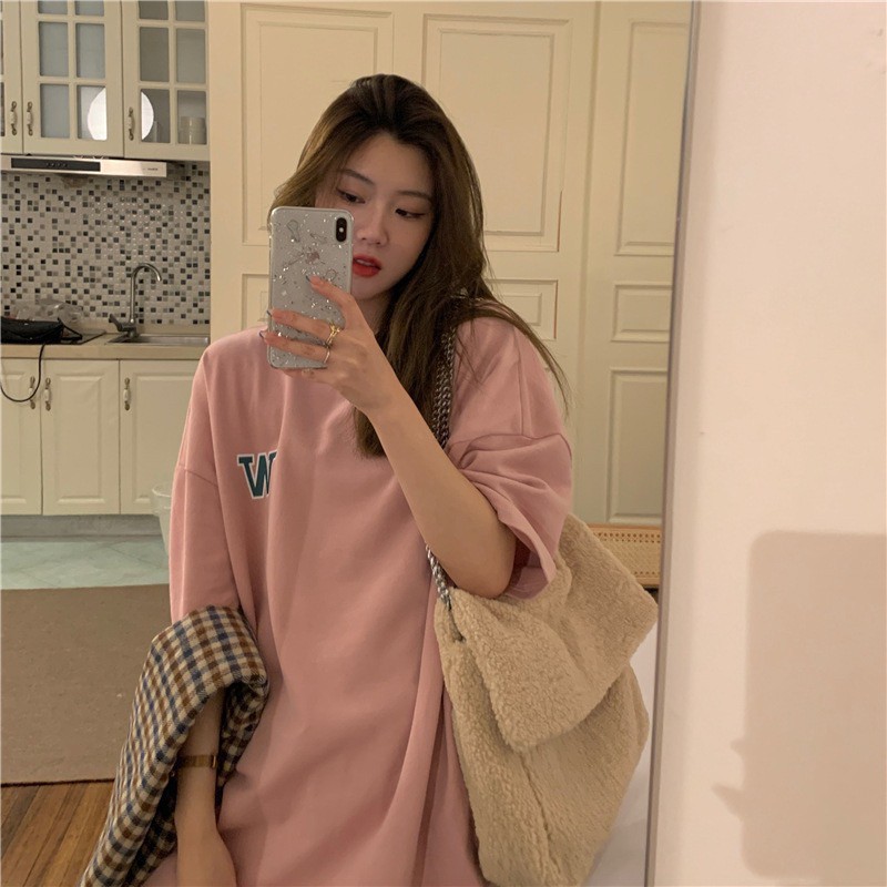 Korean เสื้อยืดเกาหลี W ผ้าคอนตอน USKIE โอเวอร์ไซส์ รูปที่ 4