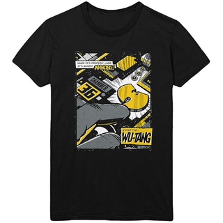 เสื้อยืดคอกลมWutang เสื้อยืดแขนสั้น สีดํา สําหรับผู้ชายS-5XL