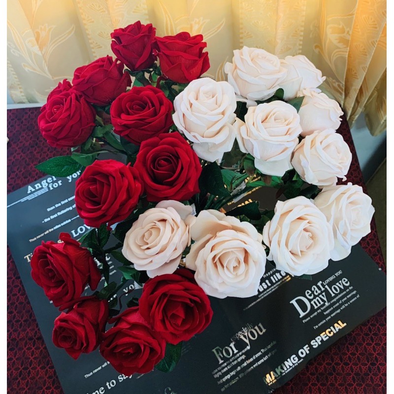 ดอกกุหลาบปลอม 1 ดอก และ 2 ดอก ดอกไม้ประดิษฐ์ดอกปลอม​ ​กุหลาบ​วาเลนไทน์​ [พร้อมส่ง]