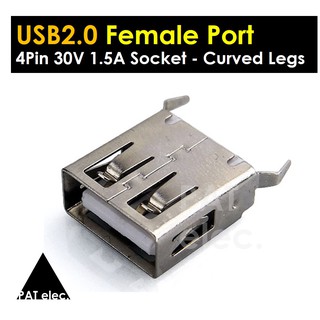 อะไหล่ พอร์ต ขั้วต่อ USB 2.0 Female Roll Mount Type A Curved Legs 4 Pin 30V 1.5A Port Jack Tail Socket Electric Terminal