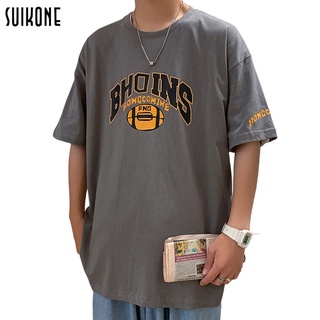 Suikone เสื้อยืดแขนสั้นผู้ชายเทรนด์ถนนฤดูร้อนแฟชั่นพิมพ์หลวมสไตล์ฮิปฮอป