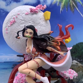 ของเล่นฟิกเกอร์ โมเดล PVC ไม่มีไฟ LED ลายอะนิเมะ Demon Slayer Nezuko Blood Burster Moon Ver. Demonization Tanjirou Nezuk