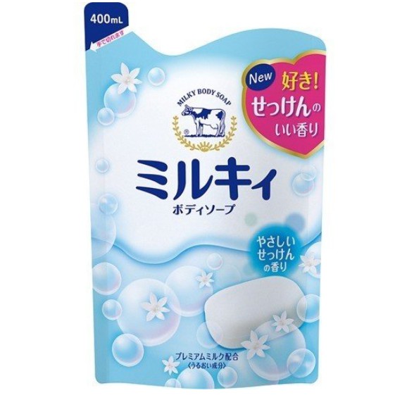 COW BRAND ครีมอาบน้ำ สูตรน้ำนม ถุงเติม รีฟิล ชุดละ 3 ถุง ถุงละ 400 มิลลิลิตร / COW BRAND - Milky Bod