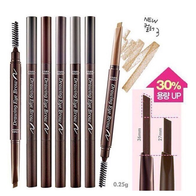แท้ รุ่นใหม่ Etude House Drawing EyeBrow NEW 0.25g เพิ่มปริมาณไส้ 30% ดินสอเขียนคิ้วเนื้อครีมอัดแท่ง
