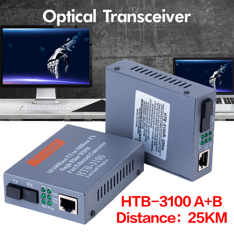 มีเดีย คอนเวอร์เตอร์ HTB-3100 HTB-3100A/B 25KM NetLINK 10/100Mbps โหมดเดียวอุปกรณ์ปรับได้ มีเดีย คอน