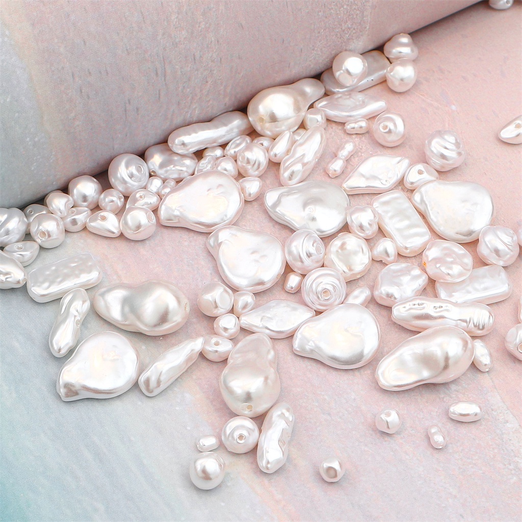 Beadia ใหม่ จี้ลูกปัดไข่มุก พลาสติก ABS ทรงพิเศษ สีขาว สําหรับทําเครื่องประดับ สร้อยคอ สร้อยข้อมือ D