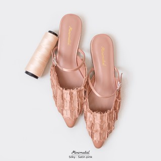 𝐌𝐈𝐍𝐈𝐌𝐀𝐋𝐈𝐒𝐓 รองเท้าแตะผ้าซาติน รุ่น Silky (satin pink) สายคาดใส่ได้ 2 แบบ seasonal collection!