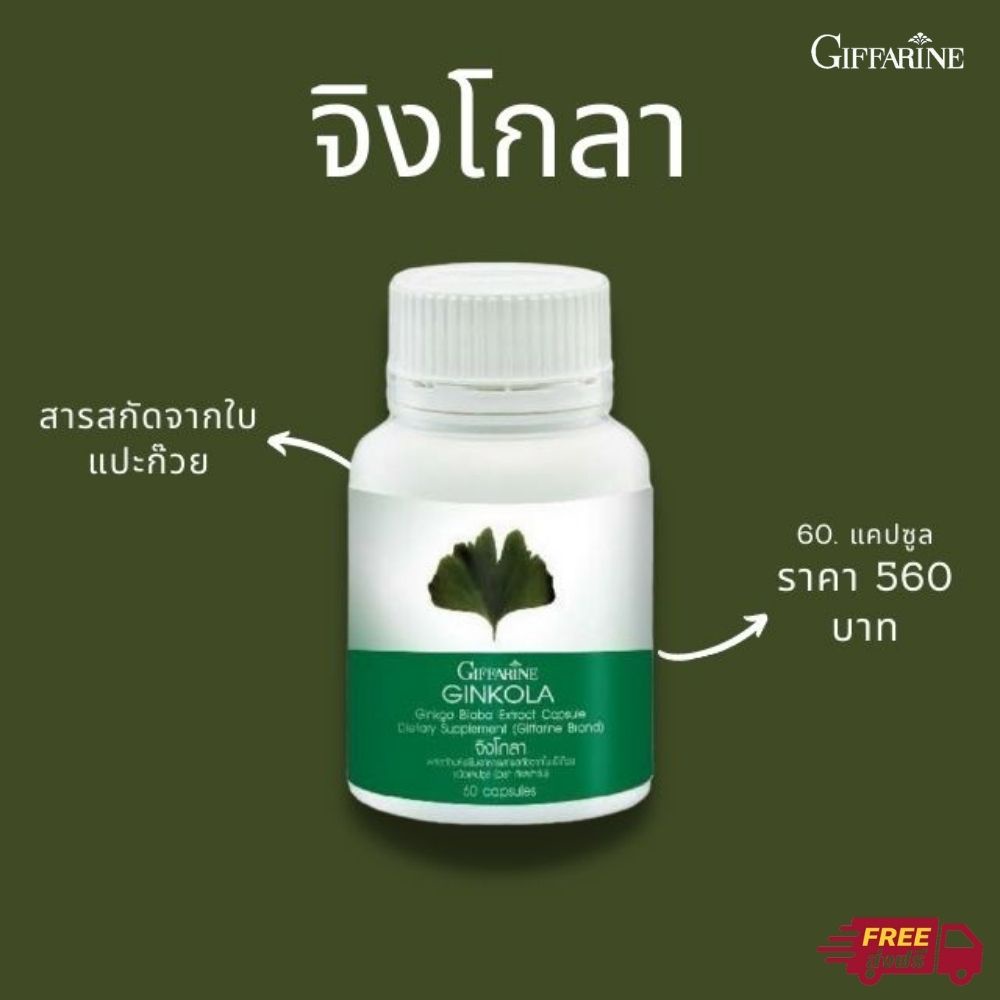 อาหารเสริมผู้สูงอายุ กิฟฟารีน จิงโกลา Giffarine Gikola ลดอาการอัลไซเมอร์ บำรุงสมอง ปริมาณสุทธิ : 60.