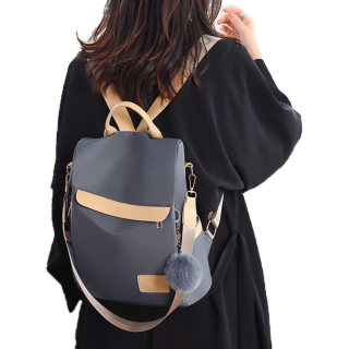 กระเป๋าเป้ผู้หญิง สไตล์เรียบง่าย สีทึบ กระเป๋านักเรียนสไตล์กระโหลก SJ3007