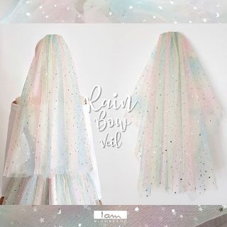 Rain bow veil (เวลเจ้าสาวเรนโบว์ลายดาวทอง วิบวับเล่นแสงสวย) (พร้อมส่ง) งานตัดของทางร้านเอง (ไม่ใช่งานจีน)