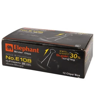 คลิปดำ คลิปหนีบกระดาษ (กล่อง12ตัว) ตราช้าง elephant brand