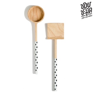 ชุดกระบวยตะหลิว จุดดำ B Turner &amp; Ladle Gift SetB ชอบชะมัด LTSETB Shopchamuch Handmade ทำในไทย