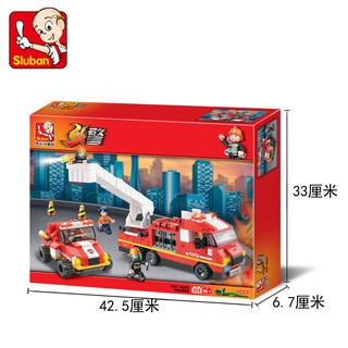 ProudNada Toys ของเล่นเด็ก ตัวต่อเลโก้  (กล่องใหญ่สุดคุ้ม) Sluban FIRE ENGINE รถดับเพลิง รถกระเช้าดับเพลิง 368 PCS M38-B